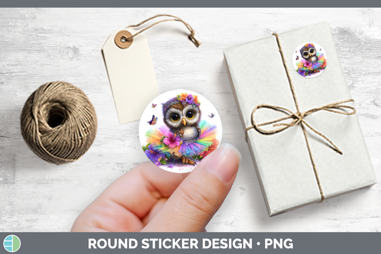 Animals Rainbow Summer Owl Stickers | Round Labels Designs