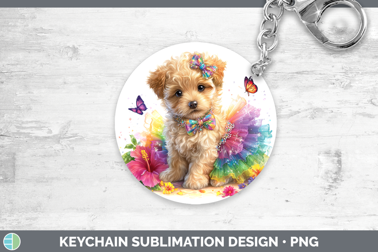 Animals Rainbow Summer Puppy Keychain Sublimation Keyring De