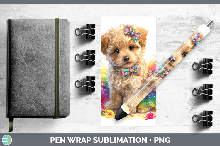 Animals Rainbow Summer Puppy Pen Wrap Sublimation Pen Design