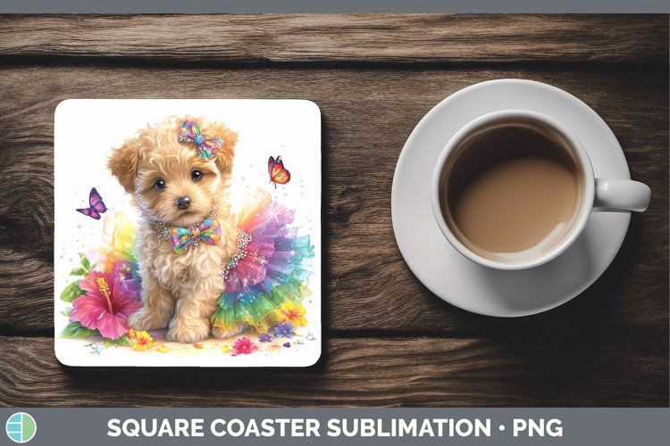 Animals Rainbow Summer Puppy Square Coaster Sublimation Coas