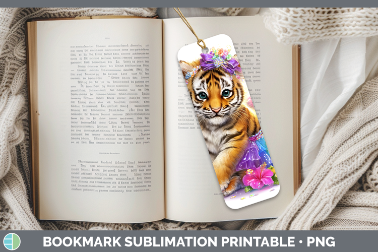 Animals Rainbow Summer Tiger Bookmark Sublimation Printable
