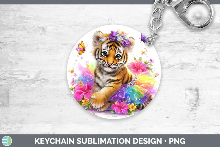 Animals Rainbow Summer Tiger Keychain Sublimation Keyring De