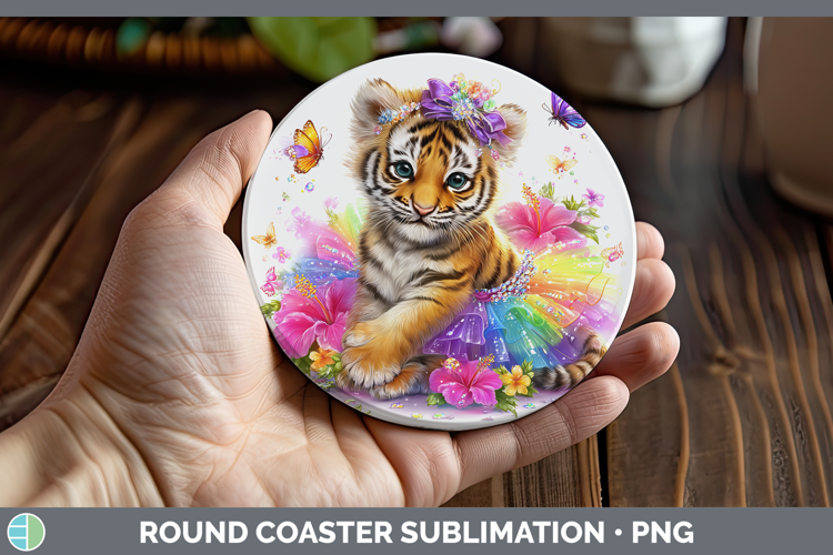 Animals Rainbow Summer Tiger Round Coaster Sublimation Coast