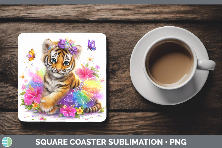 Animals Rainbow Summer Tiger Square Coaster Sublimation Coas
