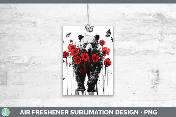 Bear Animals Red Drips Air Freshener Sublimation Design