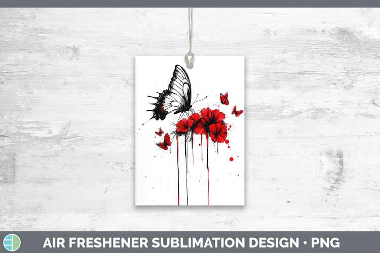 Butterfly Animals Red Drips Air Freshener Sublimation Design