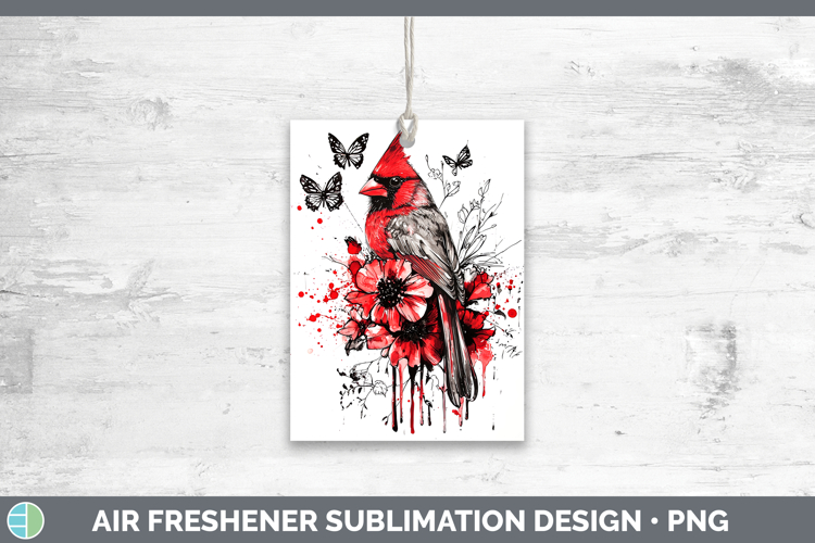 Cardinal Animals Red Drips Air Freshener Sublimation Design