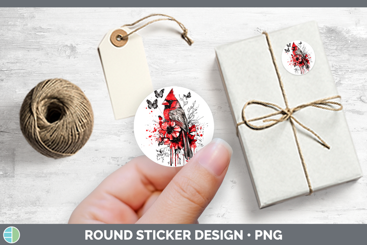 Cardinal Animals Red Drips Stickers Design