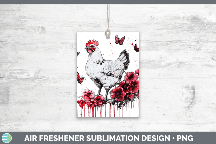 Chicken Animals Red Drips Air Freshener Sublimation Design
