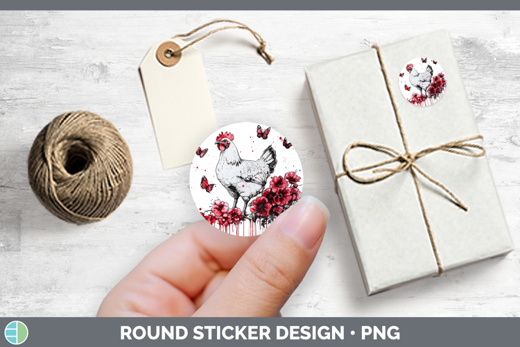 Chicken Animals Red Drips Stickers Design