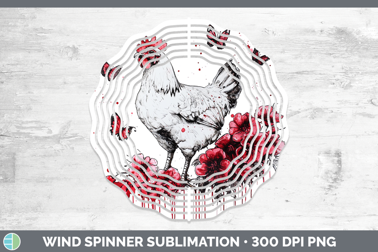 Chicken Animals Red Drips Wind Spinner Sublimation Design