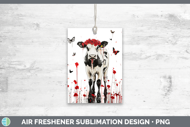 Cow Animals Red Drips Air Freshener Sublimation Design