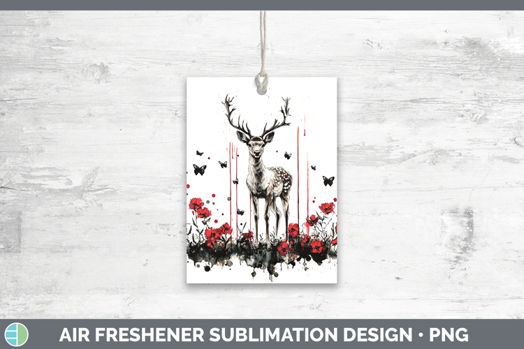 Deer Animals Red Drips Air Freshener Sublimation Design