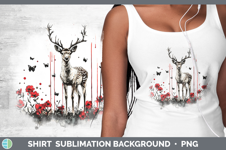 Deer Animals Red Drips Shirt Sublimation Design