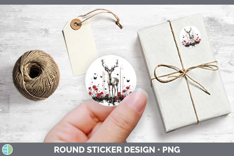 Deer Animals Red Drips Stickers Design