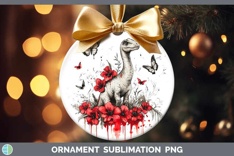 Dinosaur Animals Red Drips Ornament Sublimation Design