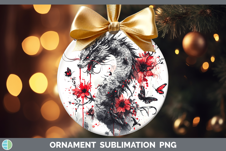 Dragon Animals Red Drips Ornament Sublimation Design