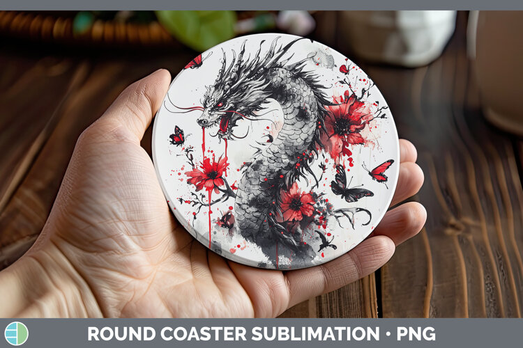 GorgeousAnimals Red Drips Round Coaster design.