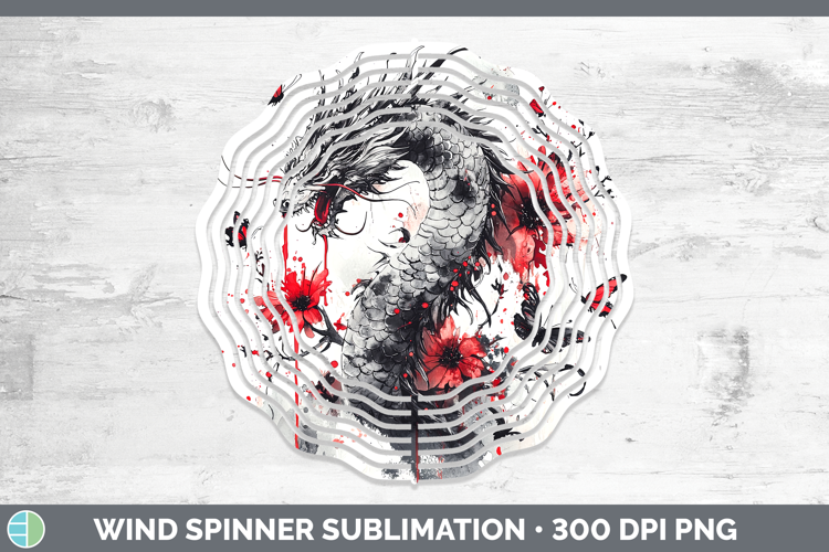Dragon Animals Red Drips Wind Spinner Sublimation Design