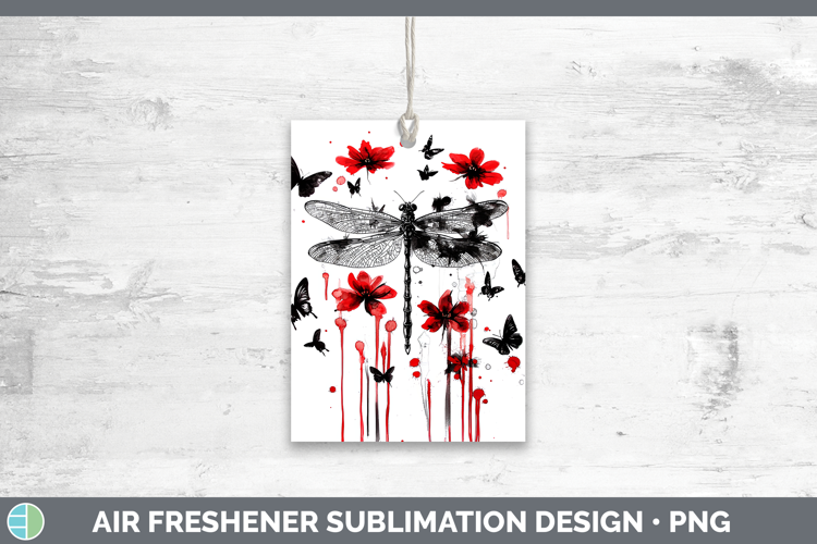 Dragonfly Animals Red Drips Air Freshener Sublimation Design