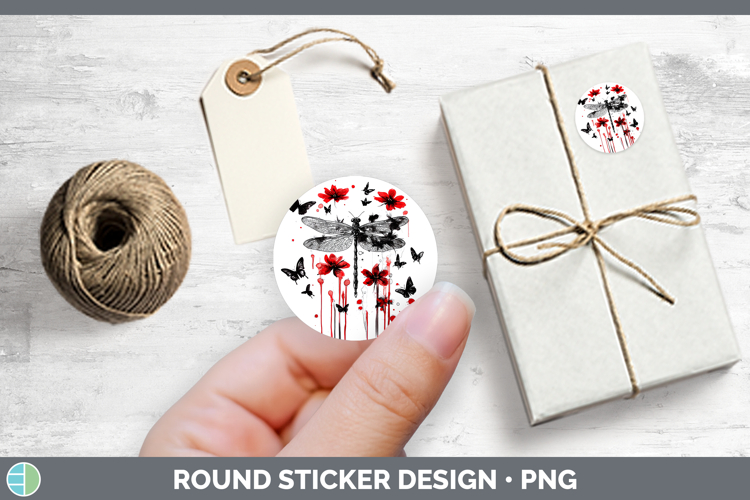 Dragonfly Animals Red Drips Stickers Design