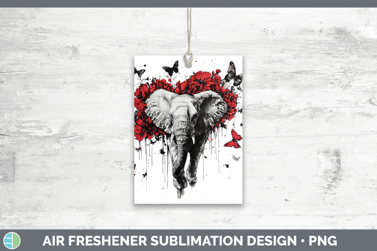 Elephant Animals Red Drips Air Freshener Sublimation Design