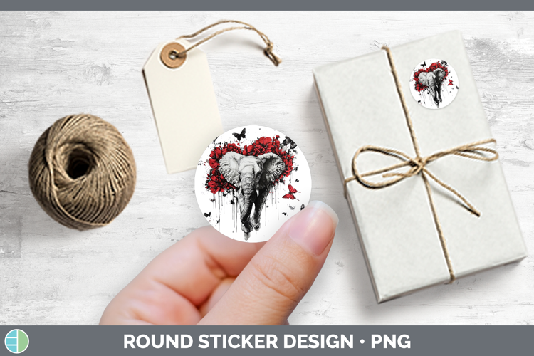 Elephant Animals Red Drips Stickers Design