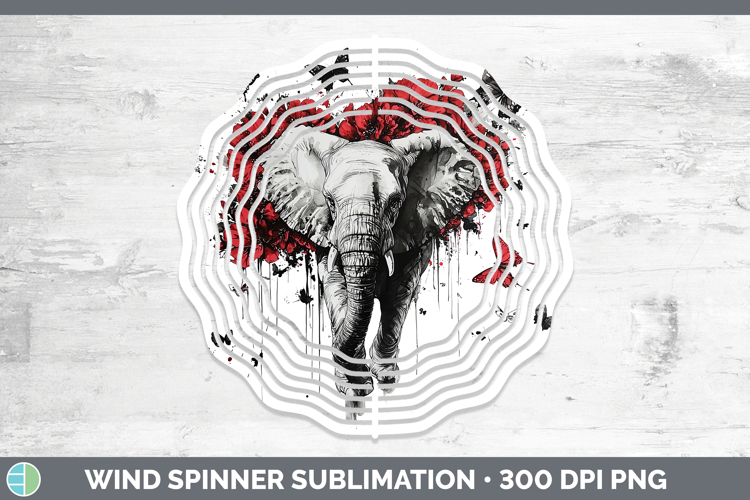 Elephant Animals Red Drips Wind Spinner Sublimation Design