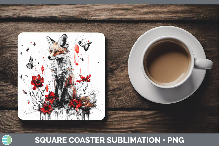 GorgeousAnimals Red Drips Square Coaster design.