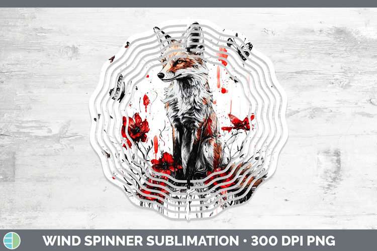 Fox Animals Red Drips Wind Spinner Sublimation Design