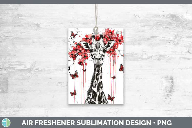 Giraffe Animals Red Drips Air Freshener Sublimation Design