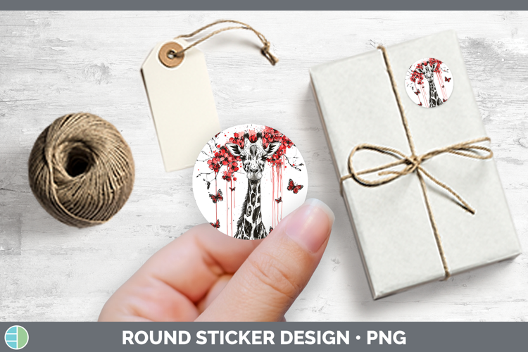 Giraffe Animals Red Drips Stickers Design