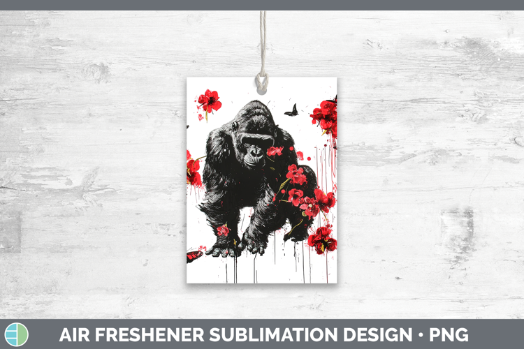 Gorilla Animals Red Drips Air Freshener Sublimation Design