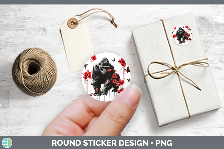 Gorilla Animals Red Drips Stickers Design