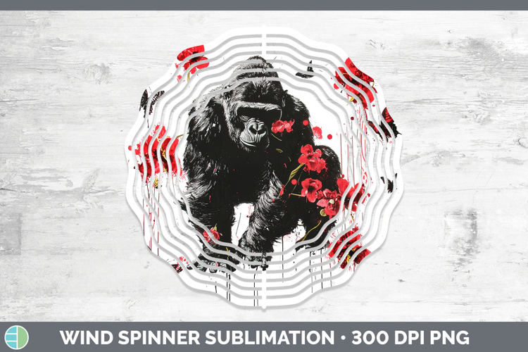 Gorilla Animals Red Drips Wind Spinner Sublimation Design