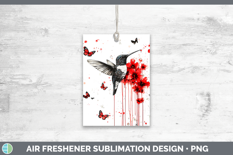 Hummingbird Animals Red Drips Air Freshener Sublimation Desi