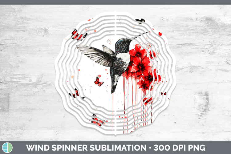 Hummingbird Animals Red Drips Wind Spinner Sublimation Desig