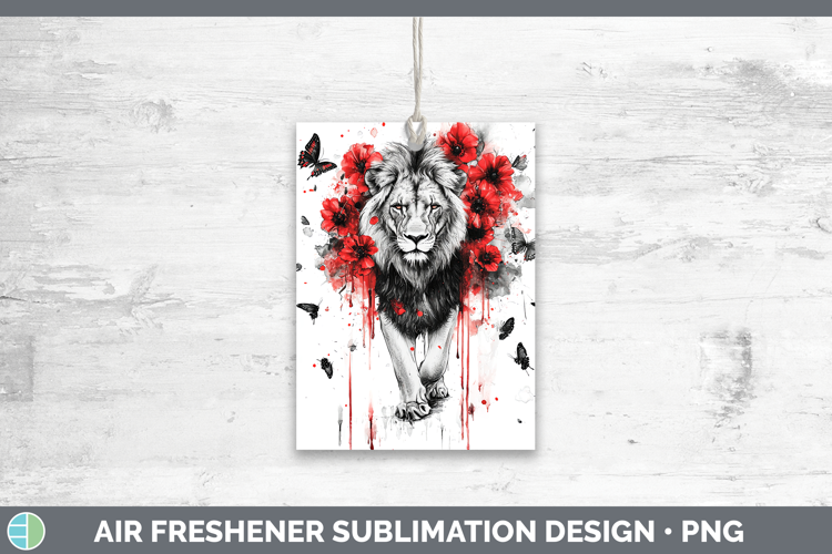 Lion Animals Red Drips Air Freshener Sublimation Design