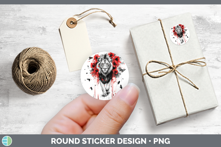 Lion Animals Red Drips Stickers Design