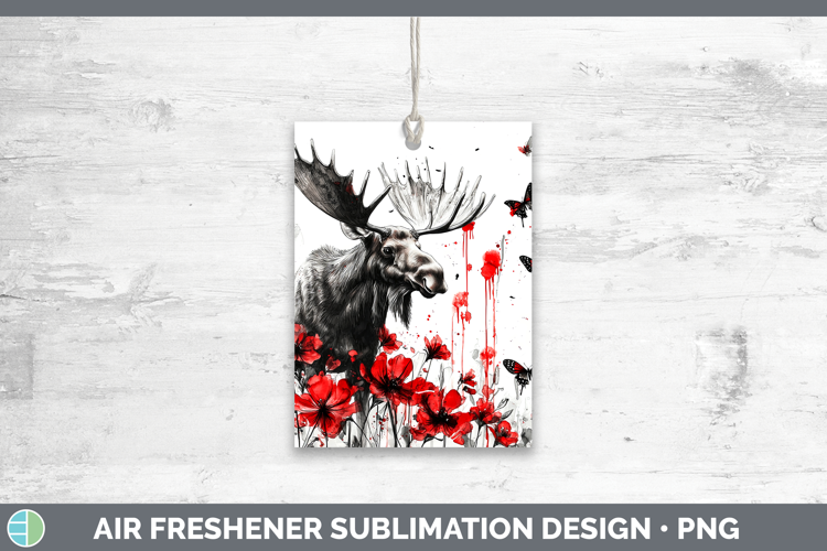 Moose Animals Red Drips Air Freshener Sublimation Design