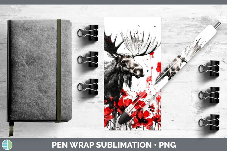 Moose Animals Red Drips Pen Wrap Sublimation Design