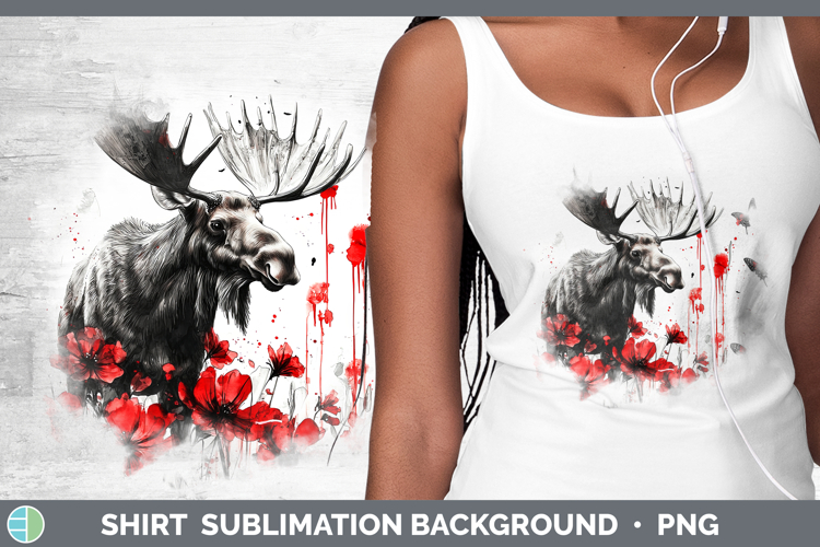 Moose Animals Red Drips Shirt Sublimation Design