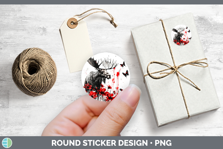 Moose Animals Red Drips Stickers Design