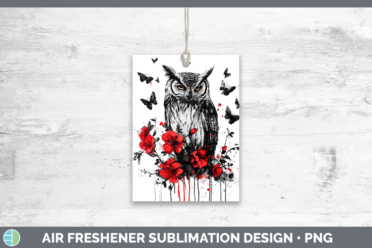 Owl Animals Red Drips Air Freshener Sublimation Design
