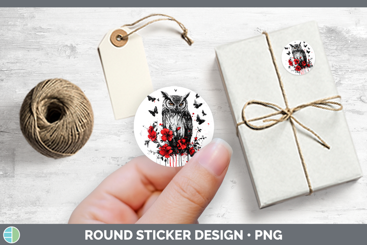 Owl Animals Red Drips Stickers Design