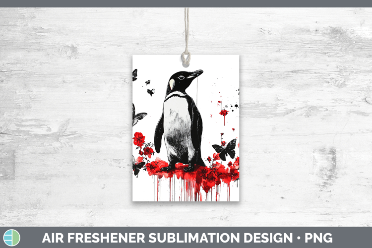 Penguin Animals Red Drips Air Freshener Sublimation Design