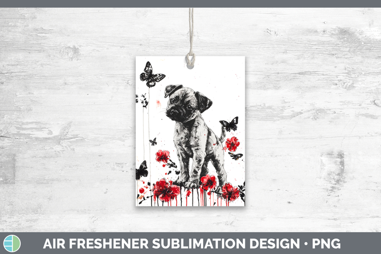 Puppy Animals Red Drips Air Freshener Sublimation Design