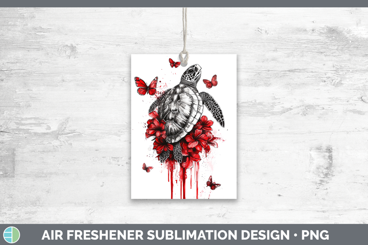 Sea Turtle Animals Red Drips Air Freshener Sublimation Desig