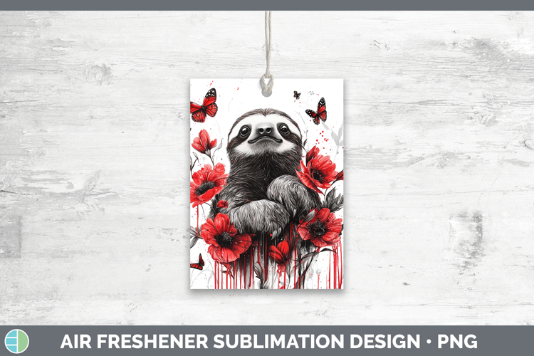 Sloth Animals Red Drips Air Freshener Sublimation Design