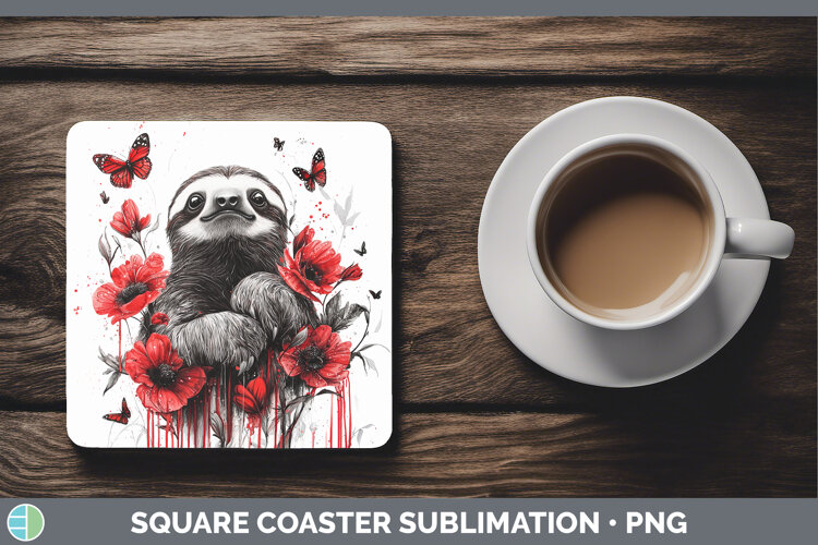 GorgeousAnimals Red Drips Square Coaster design.
